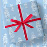 "Blue Nutcracker Christmas Holiday Gift Wrap [Set of 3 Sheets]" - Holiday Gift Wrap in blue by Liesel Anne