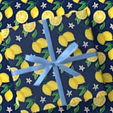 "Lemon Gift Wrap, Set of 5 Sheets" - Holiday Gift Wrap in blue by Liesel Anne