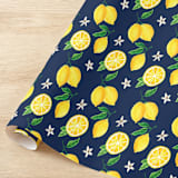 "Lemon Gift Wrap, Set of 5 Sheets" - Holiday Gift Wrap in blue by Liesel Anne