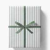 "Sage Green and White French Stripe Gift Wrap, Set of 5 Sheets" - Holiday Gift Wrap in green by Liesel Anne