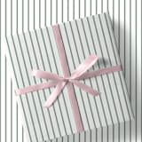 "Sage Green and White French Stripe Gift Wrap, Set of 5 Sheets" - Holiday Gift Wrap in green by Liesel Anne