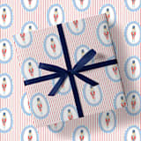 "Nutcracker Red Stripe Gift Wrap" - Holiday Gift Wrap in red by Liesel Anne