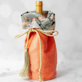 "Velvet Coral gift wine bottle bag with floral lining" - Holiday Gift Bags in multicolor by Courtney Bedi
