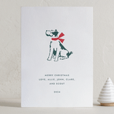 "Present Pawfect" - Letterpress Holiday Cards in Evergreen by Megan Davis - Front