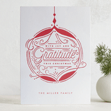 "Gratitude Bauble" - Letterpress Holiday Cards in Candy Cane by Bethan - Front