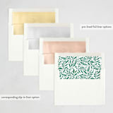 "Merry Letter Stack" - Letterpress Holiday Cards in Pine by Alethea and Ruth - Envelope Liner Options