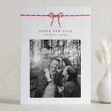 "With a bow" - Letterpress Holiday Cards in Peppermint by AK Graphics - Front