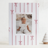 "Lines of Bows" - Letterpress Holiday Cards in Cherry by Ellen Schlegelmilch - Front