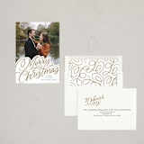 "Scripted Lettering" - Letterpress Holiday Cards in Golden by Alethea and Ruth - Assembled
