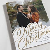 "Scripted Lettering" - Letterpress Holiday Cards in Golden by Alethea and Ruth - Detail