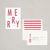 "Big Merry" - Letterpress Holiday Cards in Candy Cane by Baumbirdy - Assembled