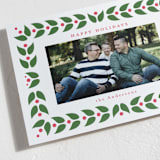 "Folk Leaves and Berries" - Letterpress Holiday Cards in Evergreen by Jennifer Holbrook - Detail