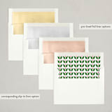 "Folk Leaves and Berries" - Letterpress Holiday Cards in Evergreen by Jennifer Holbrook - Envelope Liner Options