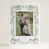 "Holly Berry Wreath" - Letterpress Holiday Cards in Holly Berry by Wildfield Paper Co - Front