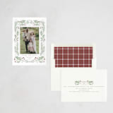 "Holly Berry Wreath" - Letterpress Holiday Cards in Holly Berry by Wildfield Paper Co - Assembled