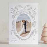 "Provincial Wreath" - Letterpress Holiday Cards in Smoke by Corinne Malesic - Front