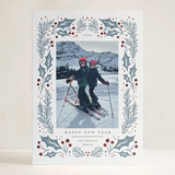 "Holly Berry Wreath" - Letterpress Holiday Cards in Holly Berry by Wildfield Paper Co - Front