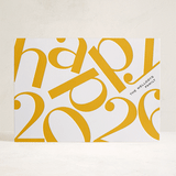 "Happy New YEAR" - Letterpress Holiday Cards in Sunshine by Pati Cascino - Front