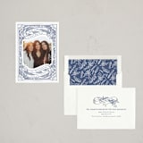 "Holly and Ribbon" - Letterpress Holiday Cards in Blue Jay by Becky Nimoy - Assembled