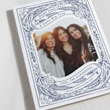"Holly and Ribbon" - Letterpress Holiday Cards in Blue Jay by Becky Nimoy - Detail