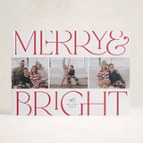 "Merry and Bright" - Letterpress Holiday Cards in Cherry by Laura Hamm - Front