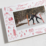 "Ski Town" - Letterpress Holiday Cards in Crimson by Kayla King - Detail