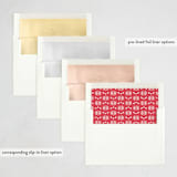 "Scandi Joy" - Letterpress Holiday Cards in Candy Cane by Melanie Kosuge - Envelope Liner Options