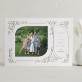 "Dainty Retro Botanicals" - Letterpress Holiday Cards in Sage by Katie Zimpel - Front