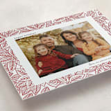 "Line Art Poinsettias" - Letterpress Holiday Cards in Merlot by Sarah Renee - Detail