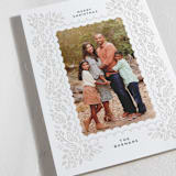 "frame of leaves" - Letterpress Holiday Cards in Cookie Dough by Patricia R. Santos - Detail