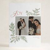 "Joyful foliage" - Letterpress Holiday Cards in Mint by Beth Schneider - Front