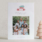 "Christmas car" - Letterpress Holiday Cards in Candy Cane by Yuliya Evseeva - Front