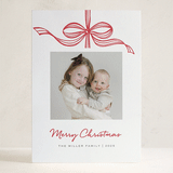 "Tied with a bow" - Letterpress Holiday Cards in Holly Berry by SimpleTe Design - Front