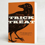 "Trick or Treat Raven" - Halloween Cards in Pumpkin by Alex Elko Design - Folded Card