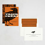 "Trick or Treat Raven" - Halloween Cards in Pumpkin by Alex Elko Design - Assembled