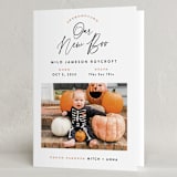 "Our New Boo" - Halloween Cards in Pumpkin by Hooray Creative - Folded Card