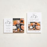 "Our New Boo" - Halloween Cards in Pumpkin by Hooray Creative - Photo Orientation Options
