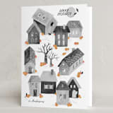 "Pumpkin Village" - Halloween Cards in Soot by Dani Lugato - Folded Card