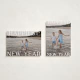 "New Year Happiness" - Holiday Cards in Cotton by Angela Thompson - Photo Orientation Options