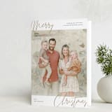 "Modern Script" - Holiday Cards in Taupe by Katy Shen - Folded Card