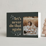 "Never Again" - Holiday Cards in Charcoal by Robert and Stella - Folded Card