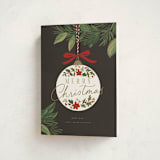 "Ornament Branch" - Holiday Cards in Coal by Everett Paper Goods - Folded Card