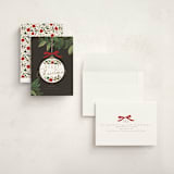 "Ornament Branch" - Holiday Cards in Coal by Everett Paper Goods - Assembled