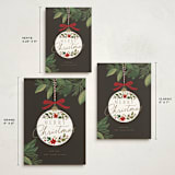 "Ornament Branch" - Holiday Cards in Coal by Everett Paper Goods - Formats Available