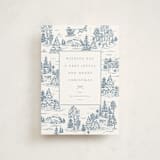 "Christmas Toile" - Holiday Cards in Periwinkle by Jennifer Lew - Front