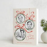 "baubles and bows" - Holiday Cards in Candy Cane by Paper Sun Studio - Folded Card