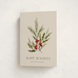 "Simple Sprig" - Holiday Cards in Toasted Almond by Kate Ahn - Folded Card