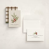 "Simple Sprig" - Holiday Cards in Toasted Almond by Kate Ahn - Assembled