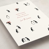 "March of the Penguins" - Holiday Cards in Candy Cane by Lauren Jinhee - Detail