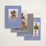 "Cozy Gingham" - Holiday Cards in Blueberry by Beth Vassalo - Back of Card Options